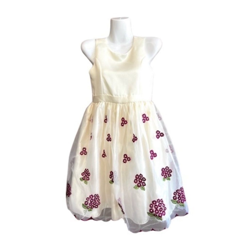 American Princess White Floral Formal Dress‎ Sz14